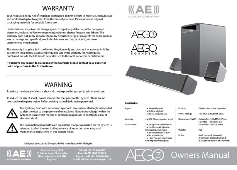 Acoustic Energy AEGO3 owner's manual