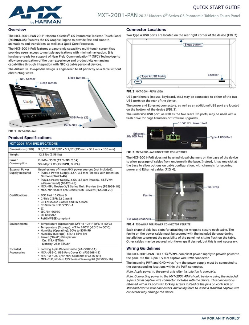 AMX Modero MXT-2001-PAN User manual