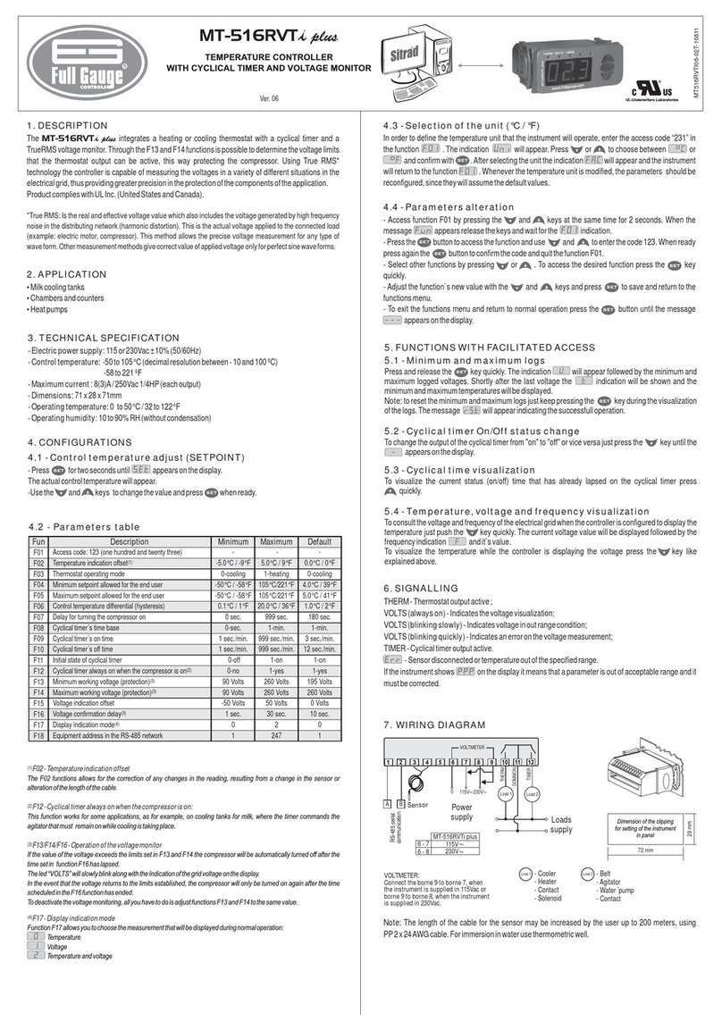 Full Gauge Controls MT-516RVTi plus User manual