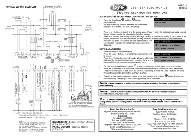 Deep Sea Electronics Plc 5320 Installation instructions and instructions for use Deep Sea Electronics Plc 5320 Installation instructions and instructions for use