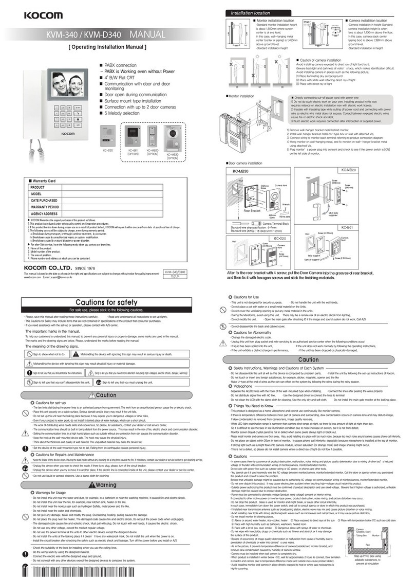 KOCOM KVM-340 Manual