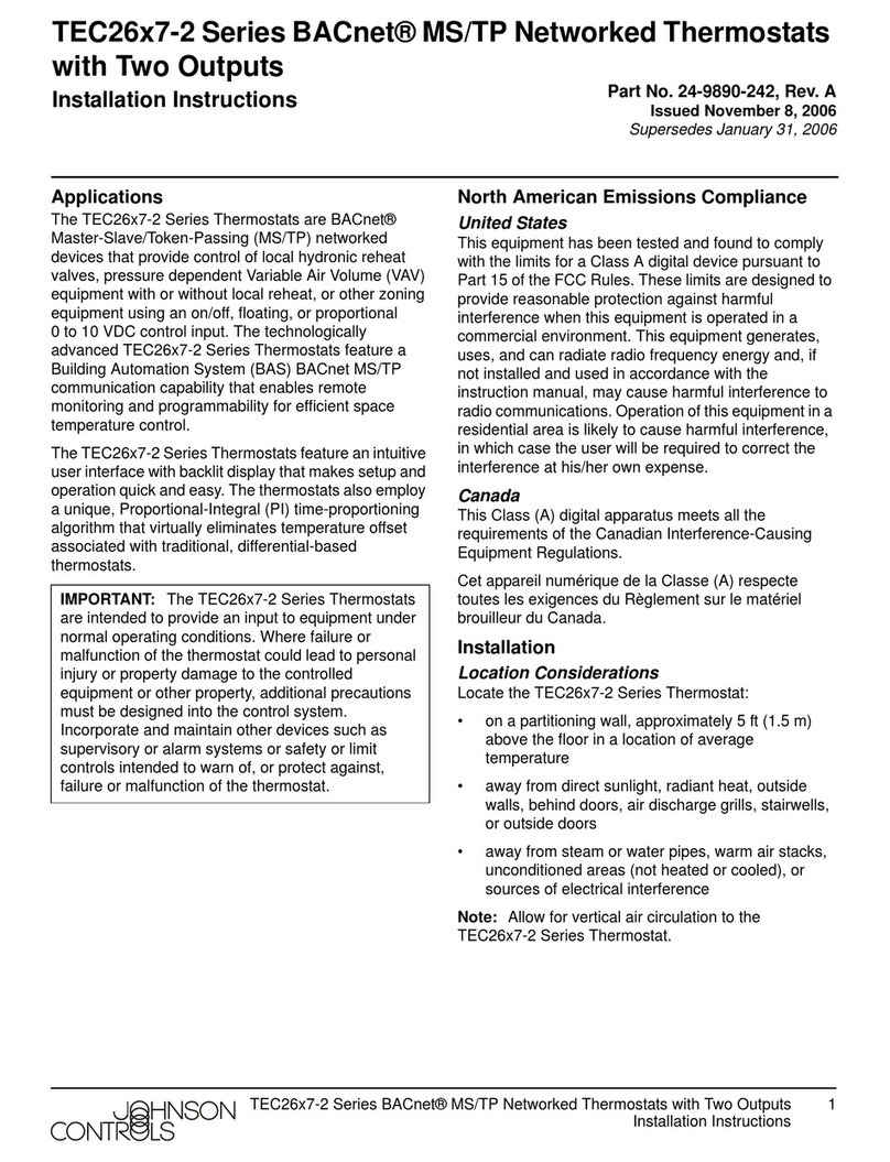 Johnson Controls TEC2627-2 Operation and maintenance manual
