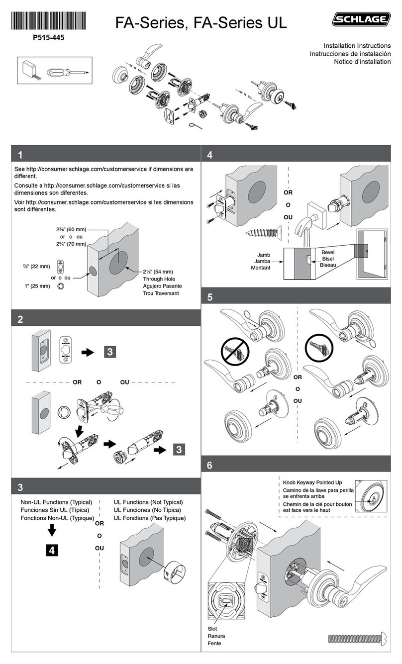 Schlage FA Series Installation instructions manual