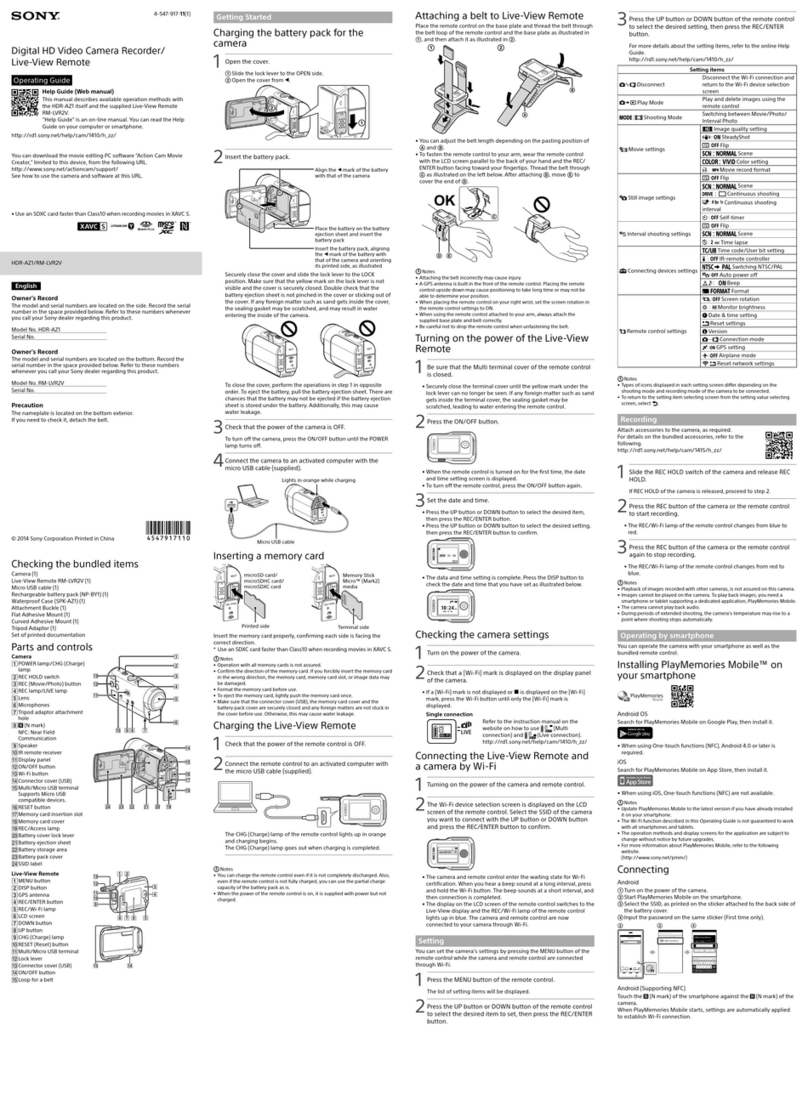 Sony HDR-AZ1 operating guide