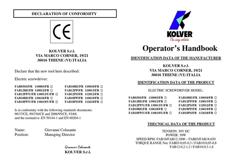 Kolver FAB03SS/FR Operator's handbook