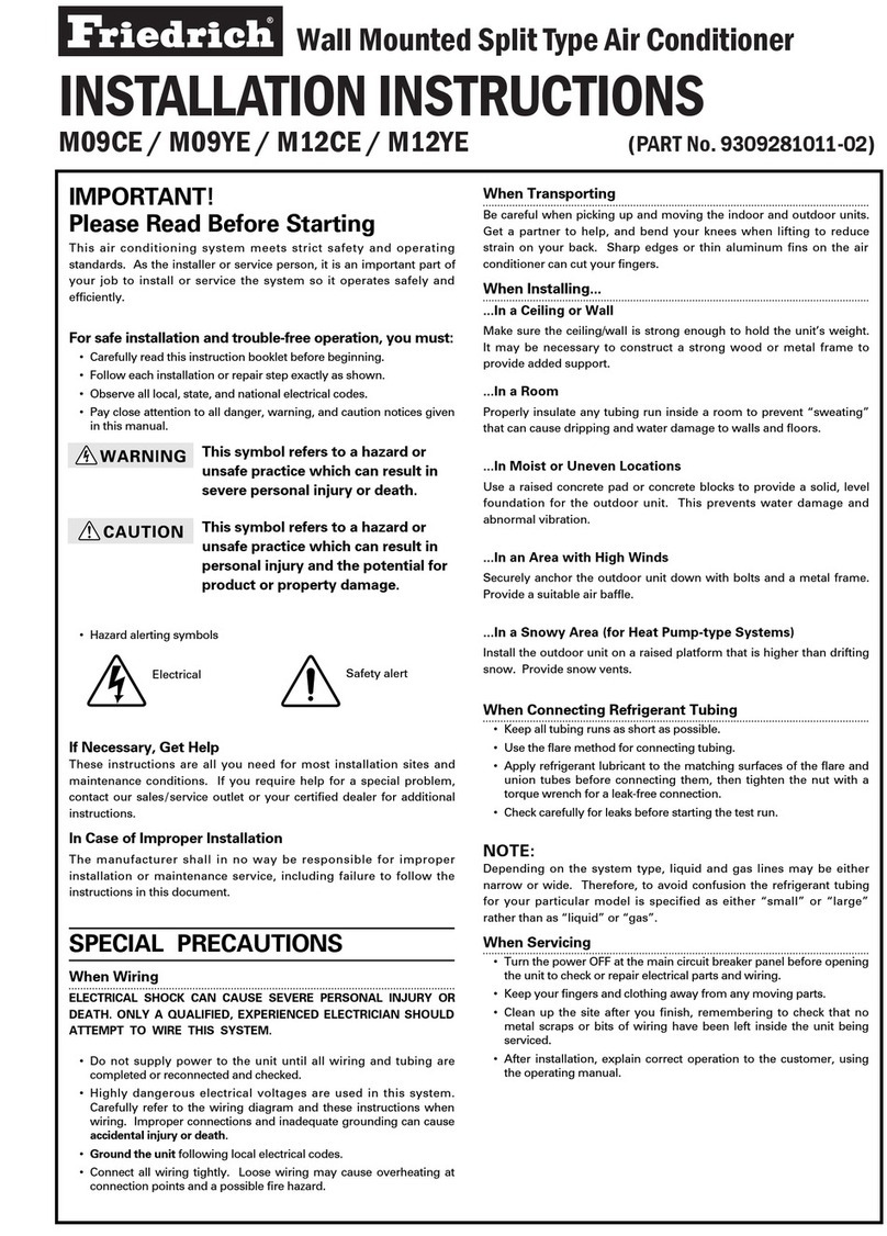 Friedrich M09CE User manual Friedrich M09CE User manual