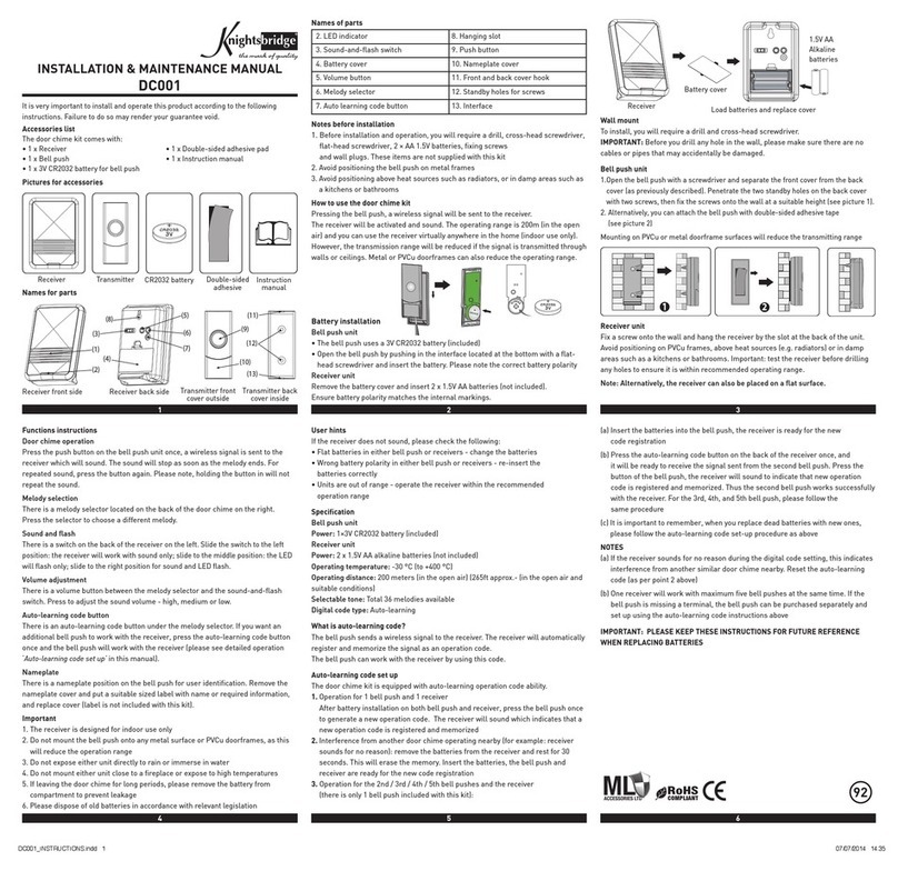 Knightsbridge DC001 Installation & maintenance manual Knightsbridge DC001 Installation & maintenance manual