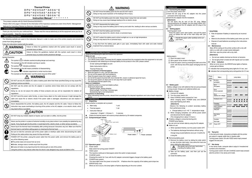 Seiko DPU-H245AP-A03A-E User manual