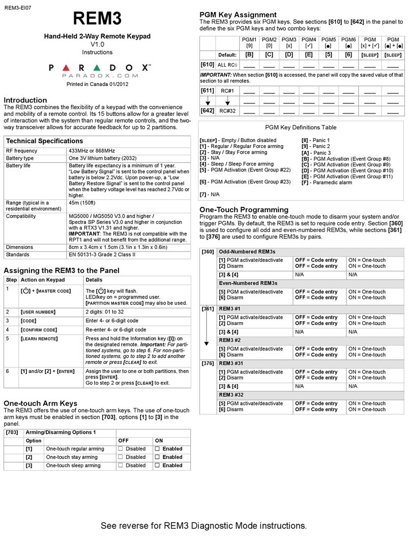 Paradox REM3 User manual