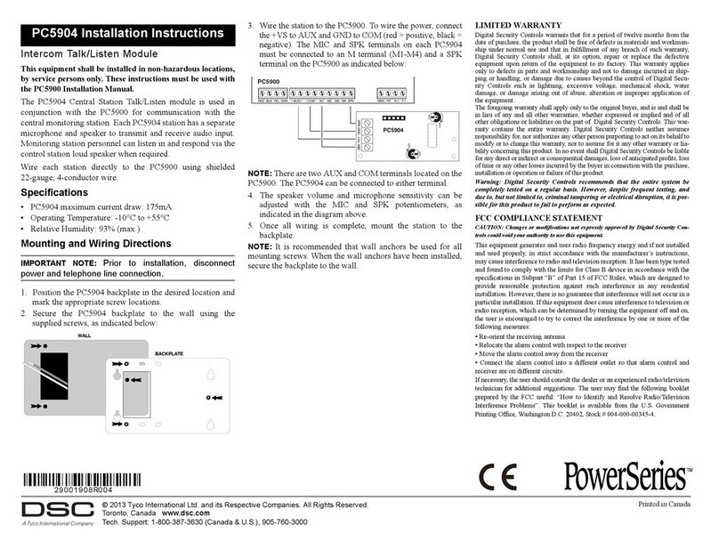 DSC Power Series PC5904 User manual