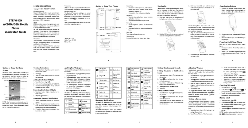 Zte V880H quick start guide
