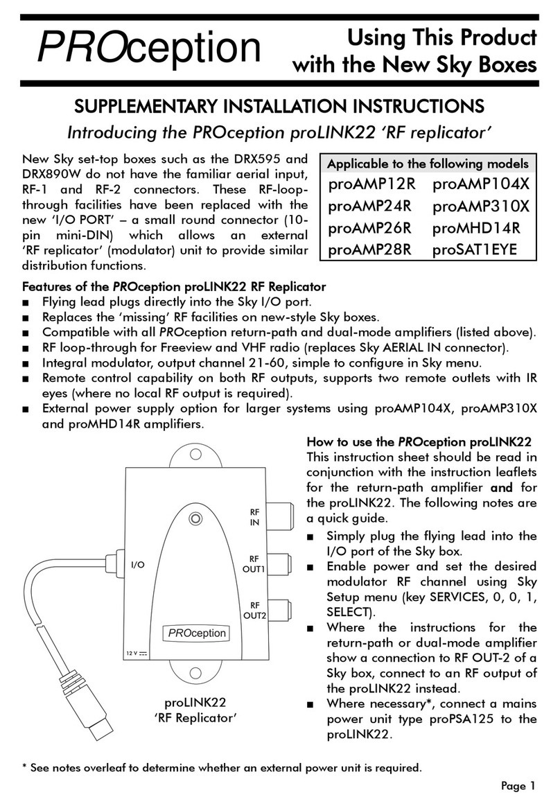 PROception proLINK22 Supplementary installation instructions