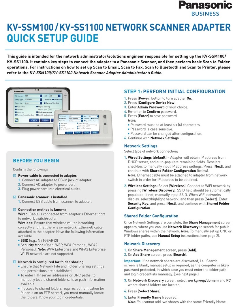 Panasonic KV-SSM100 User manual