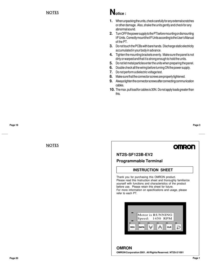 Omron NT2S-SF123B-EV2 instruction sheet