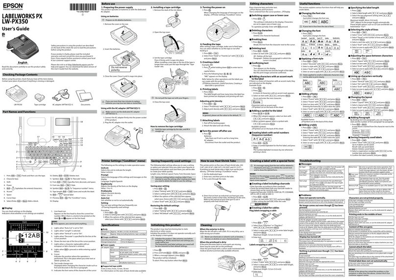 Epson LABELWORKS PX LW-PX350 User manual