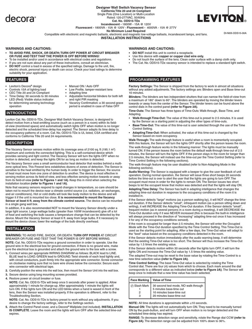 Leviton Decora DI-N0X-ODS15-00A installation instructions Leviton Decora DI-N0X-ODS15-00A installation instructions