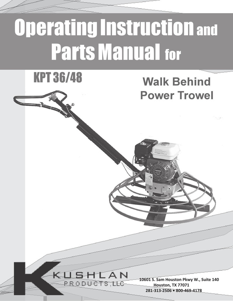Kushlan KPT 36 Operating instructions and parts manual Kushlan KPT 36 Operating instructions and parts manual