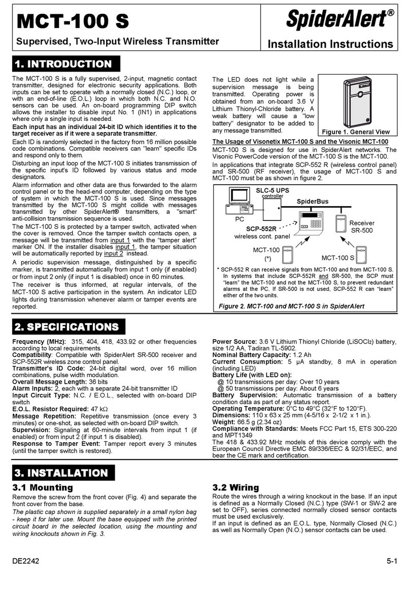 SpiderAlert MCT-100 S installation instructions