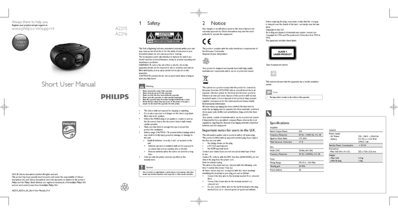 Philips AZ215 Product information sheet