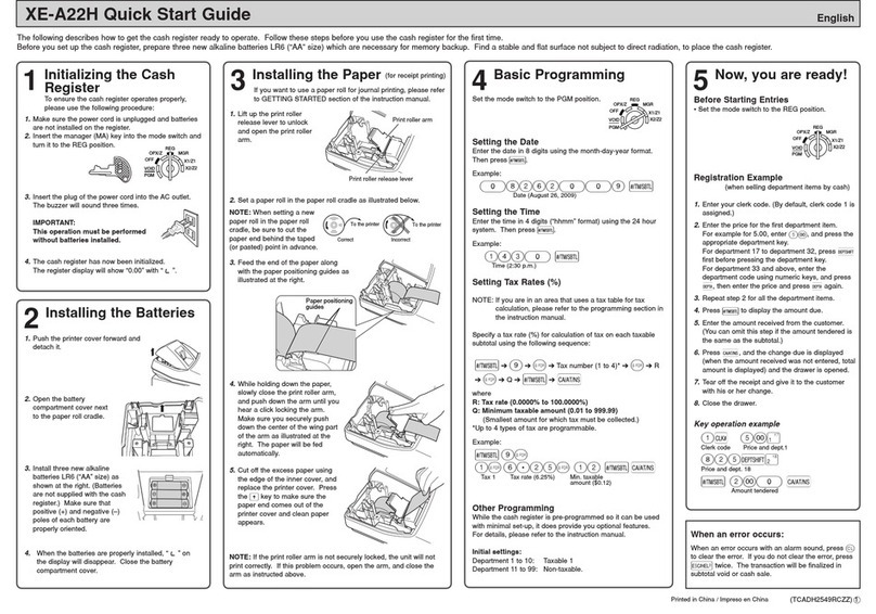 Sharp XE-A22H quick start guide
