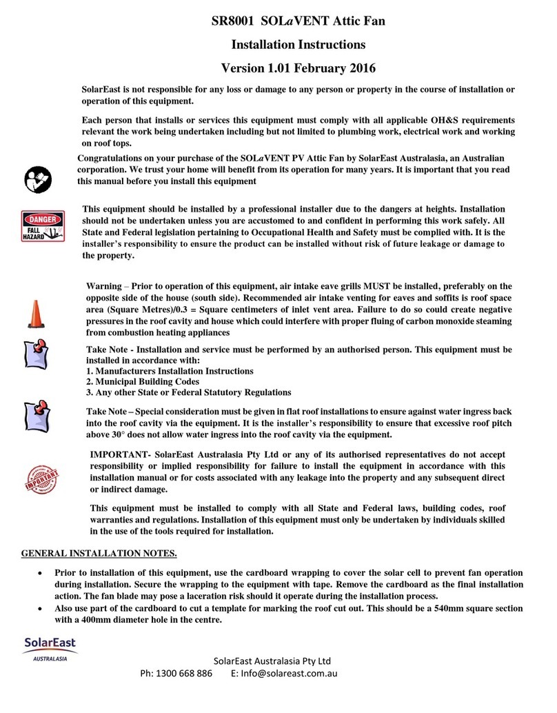 SOLaVent SR8001 installation instructions