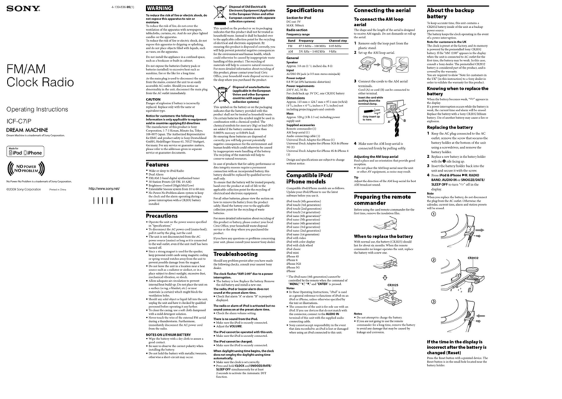 Sony ICF-C7iP operating instructions