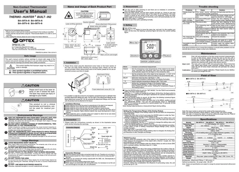 Optex BA–30TA–S user manual