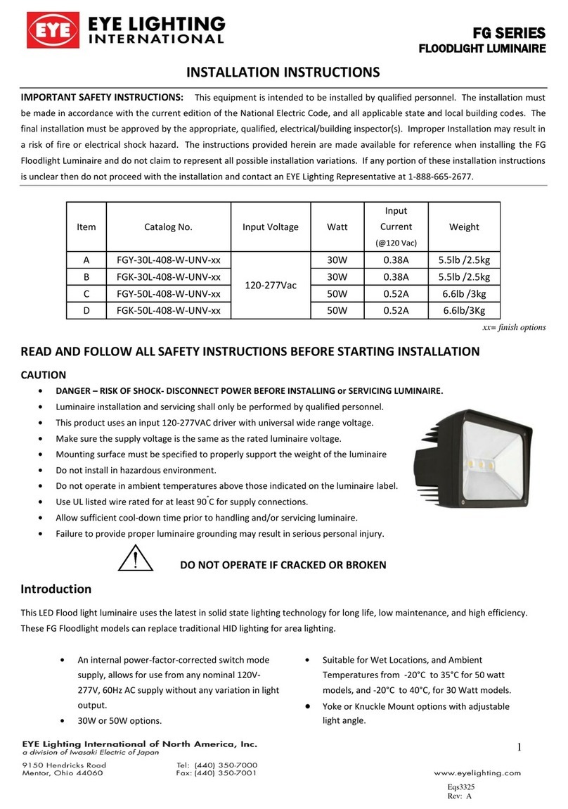 Eye Lighting FGY-30L-408-W-UNV-DB Installation instructions manual Eye Lighting FGY-30L-408-W-UNV-DB Installation instructions manual