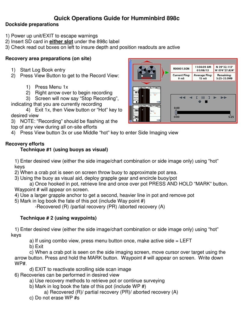 Humminbird 898 c SI Quick operation guide Humminbird 898 c SI Quick operation guide