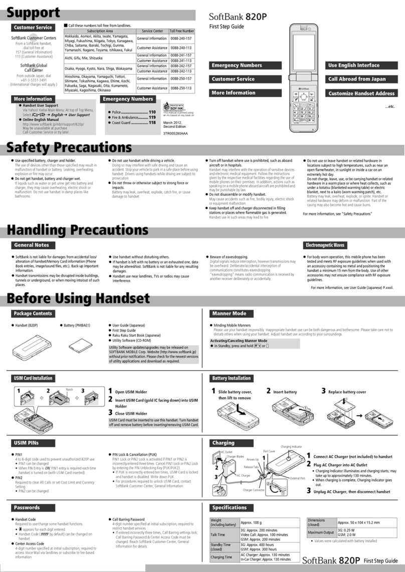 SoftBank 820P User manual