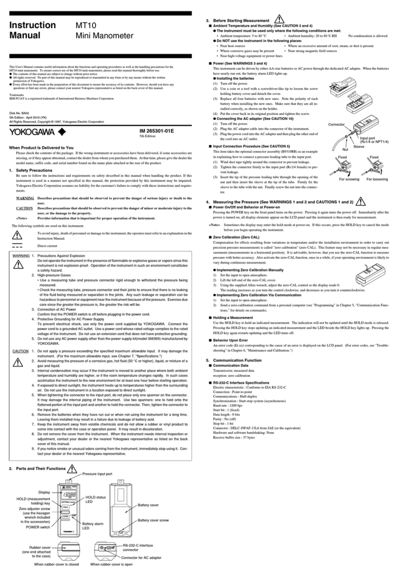 YOKOGAWA MT10 User manual
