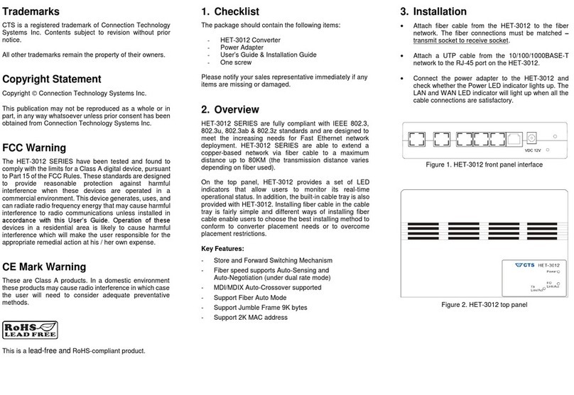 Connection Technology Systems HET-3012 SERIES user guide