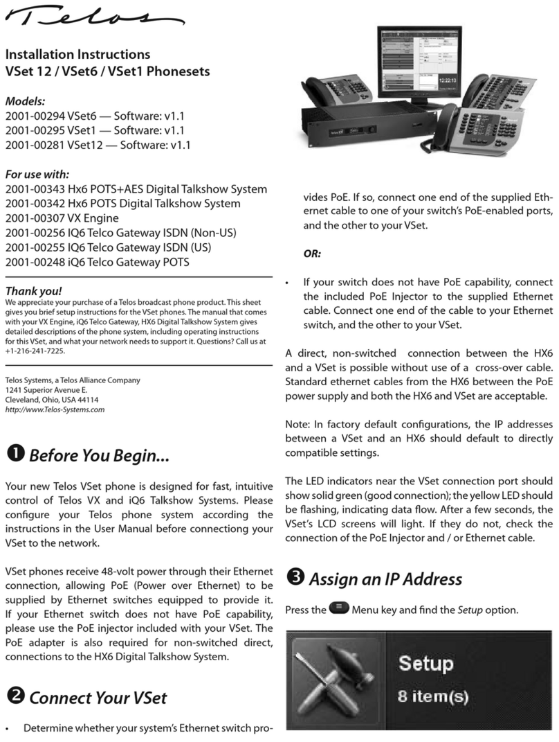 Telos VSet6 installation instructions