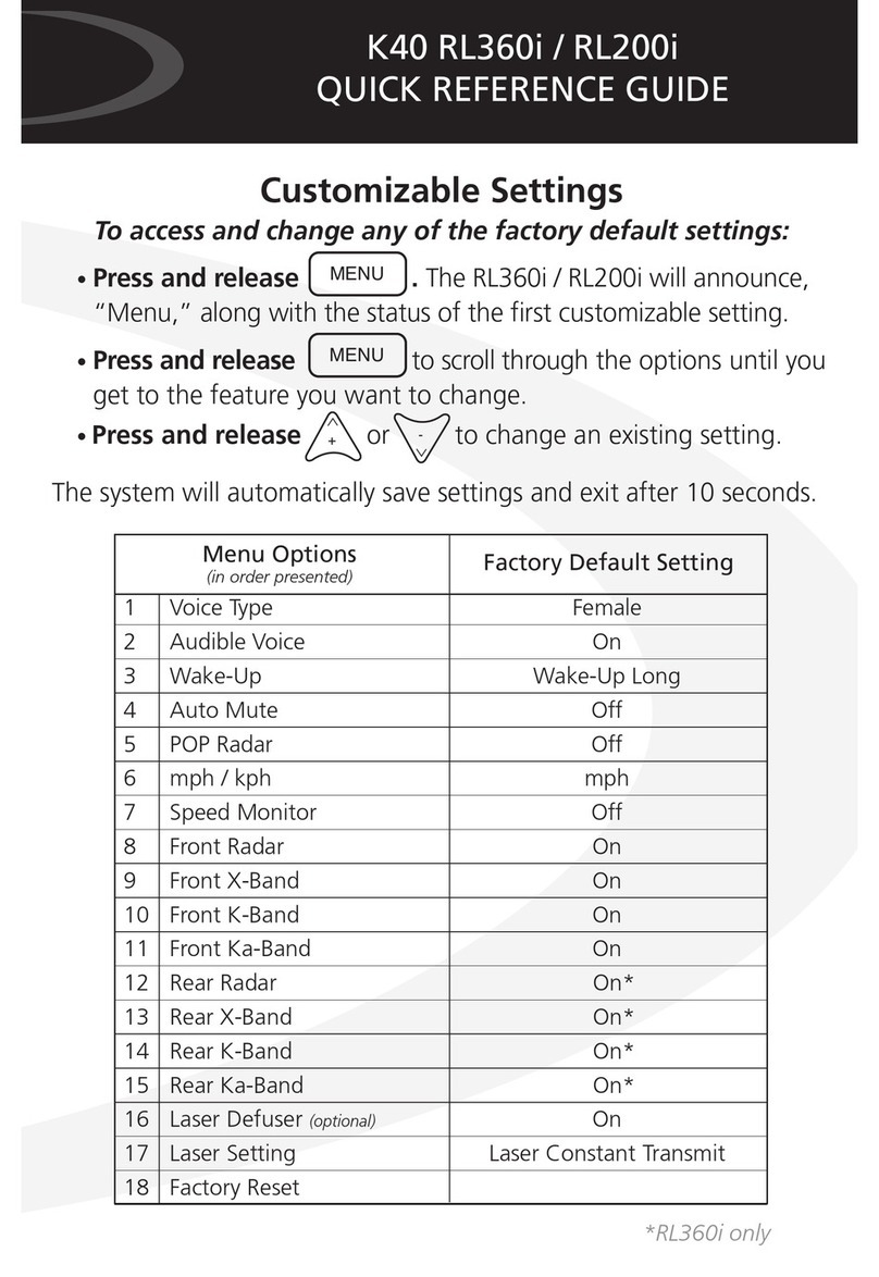 K40 ELECTRONICS RL360i Quick reference guide K40 ELECTRONICS RL360i Quick reference guide