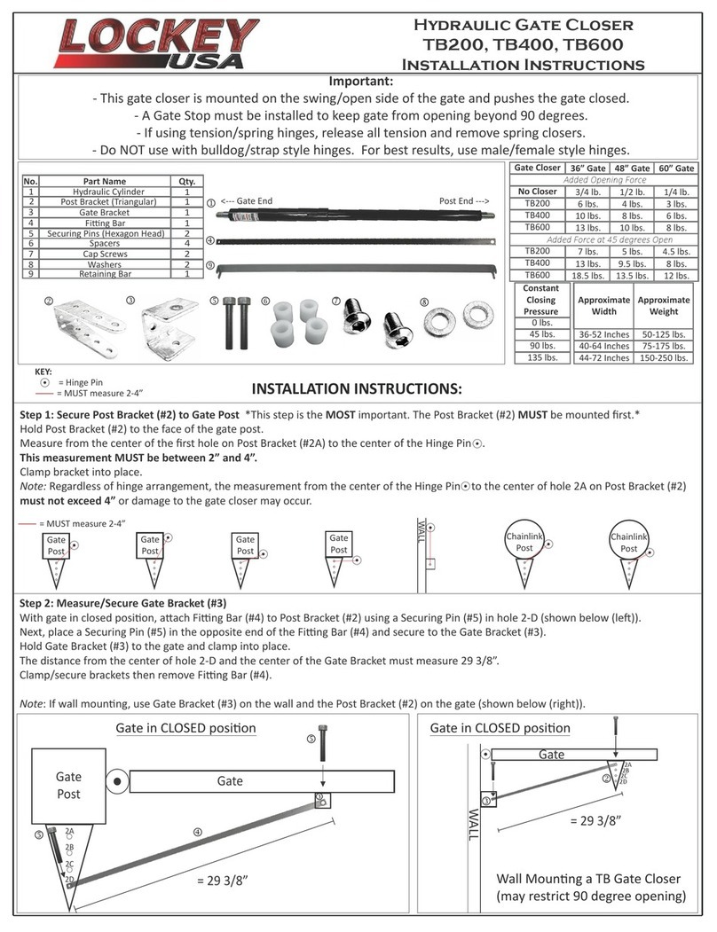 LOCKEY USA TB200 installation instructions LOCKEY USA TB200 installation instructions