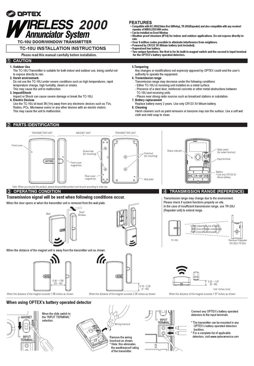 Optex TC-10U installation instructions