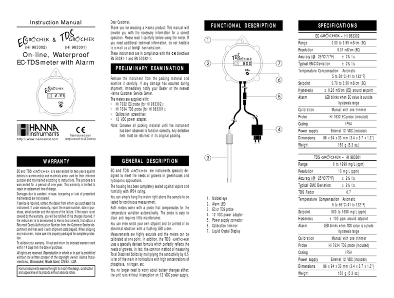 Hanna Instruments HI 983302 User manual Hanna Instruments HI 983302 User manual