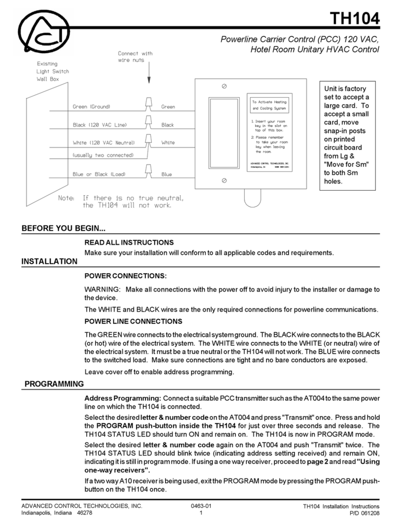 Advanced Control Technologies th104 installation instructions