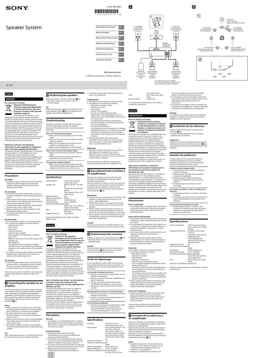 Sony SS-CS5 operating instructions