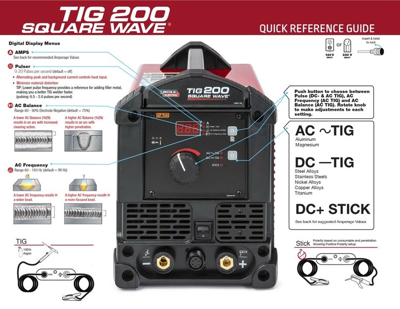 Lincoln Electric Square Wave TIG 200 Quick reference guide Lincoln Electric Square Wave TIG 200 Quick reference guide