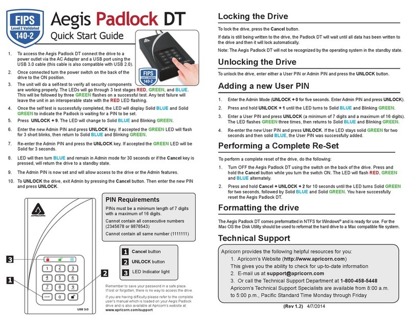 Apricorn Aegis Padlock DT quick start guide