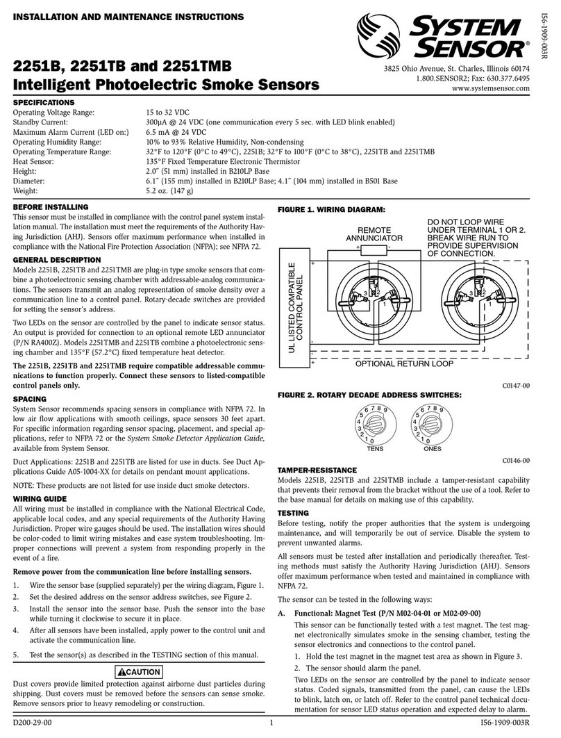 System Sensor 2251B Installation and maintenance instructions