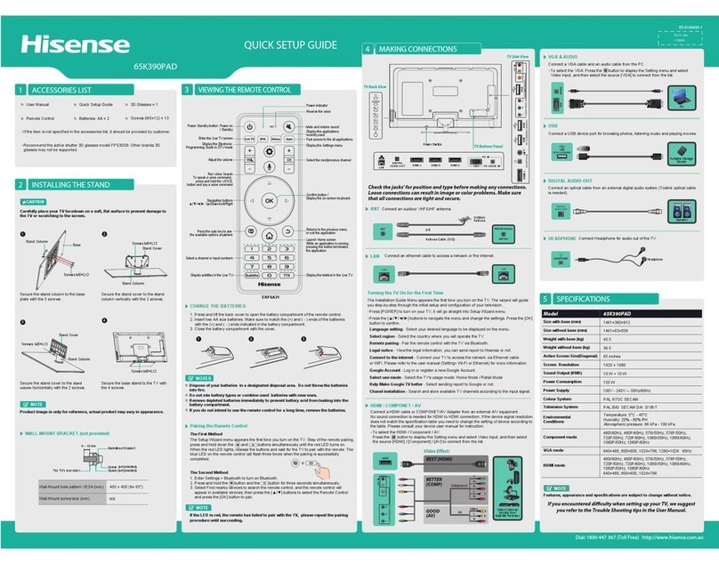 Hisense 65K390PAD Quick setup guide