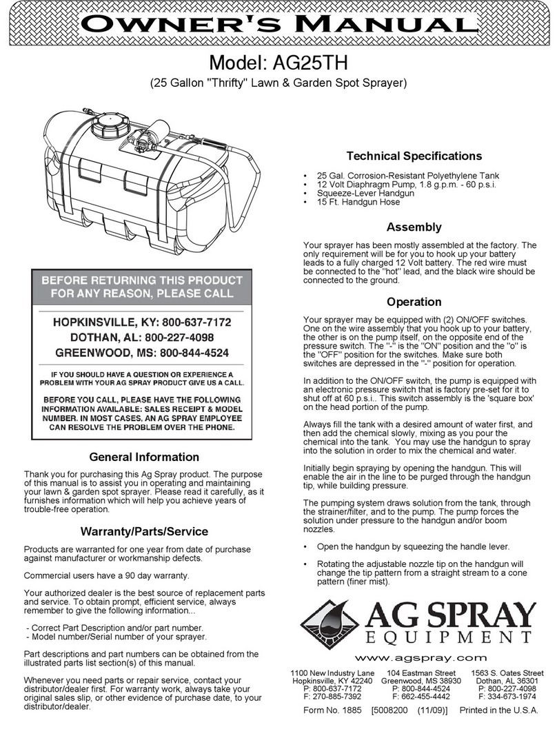 AG SPRAY AG25TH owner's manual