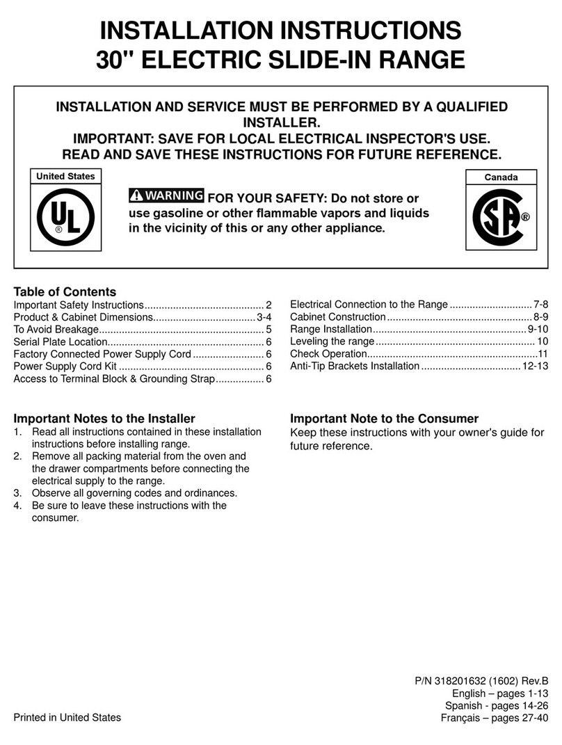 Frigidaire CGES3065PW User manual
