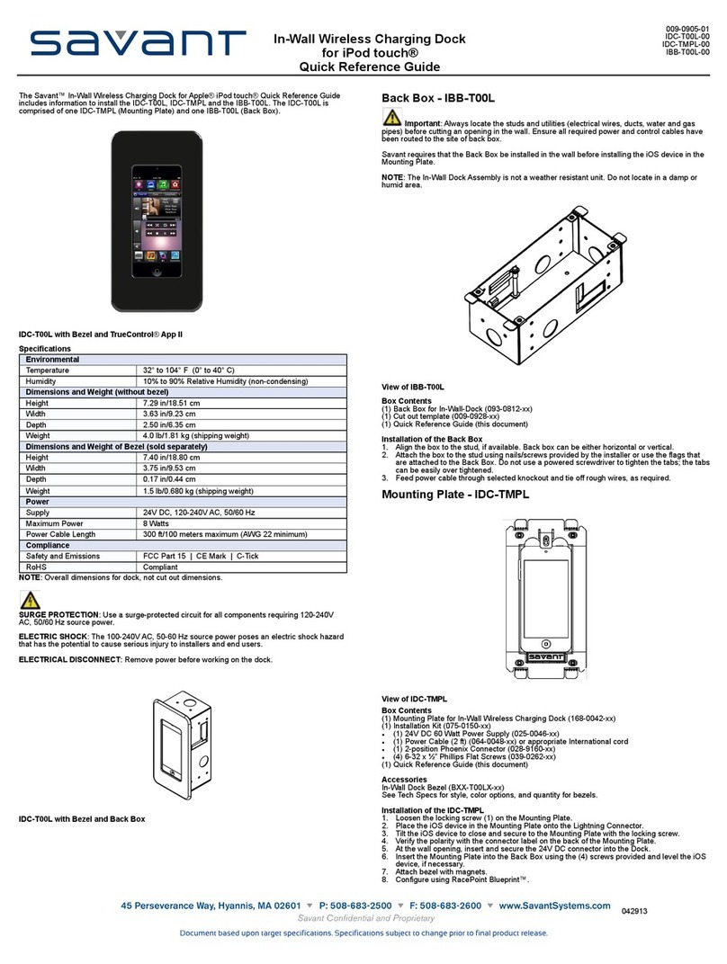 Savant IDC-T00L Quick reference guide