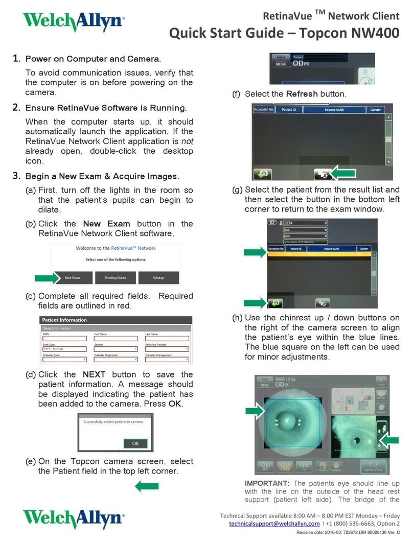 Topcon RetinaVue  NW400 quick start guide