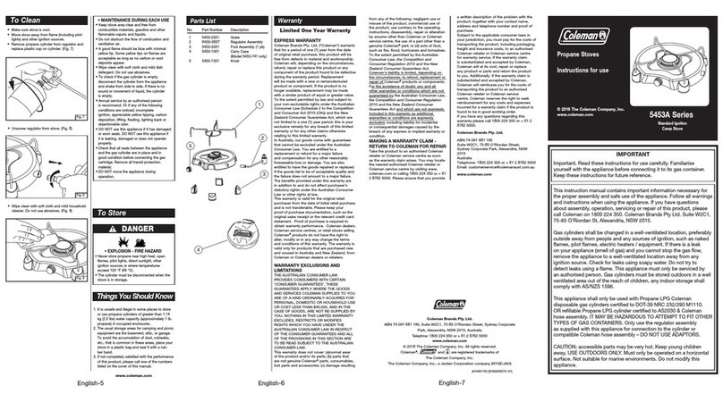 Coleman 5453A Series Instructions for use Coleman 5453A Series Instructions for use