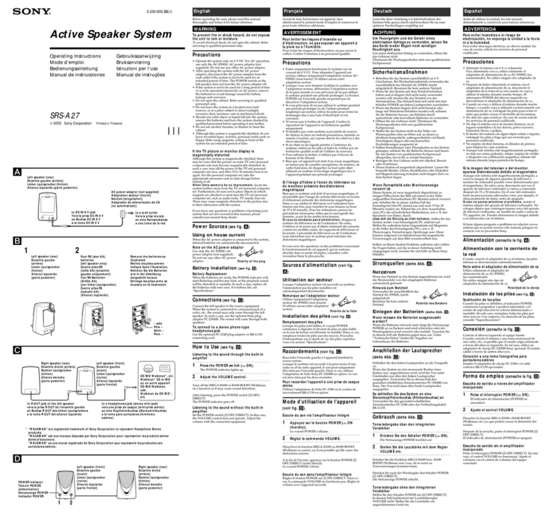 Sony SRS-A27 - Desktop Personal Speakers User manual