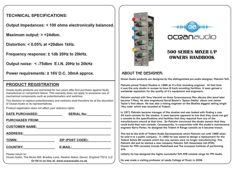 OceanAudio 500 SERIES MIXER I/P Handbook